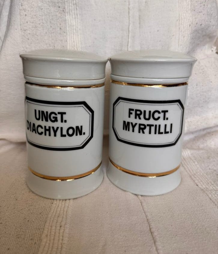 Vintage apothekerspotten porselein set 2/1 UNGT. DIACHYLON, Ophalen of Verzenden