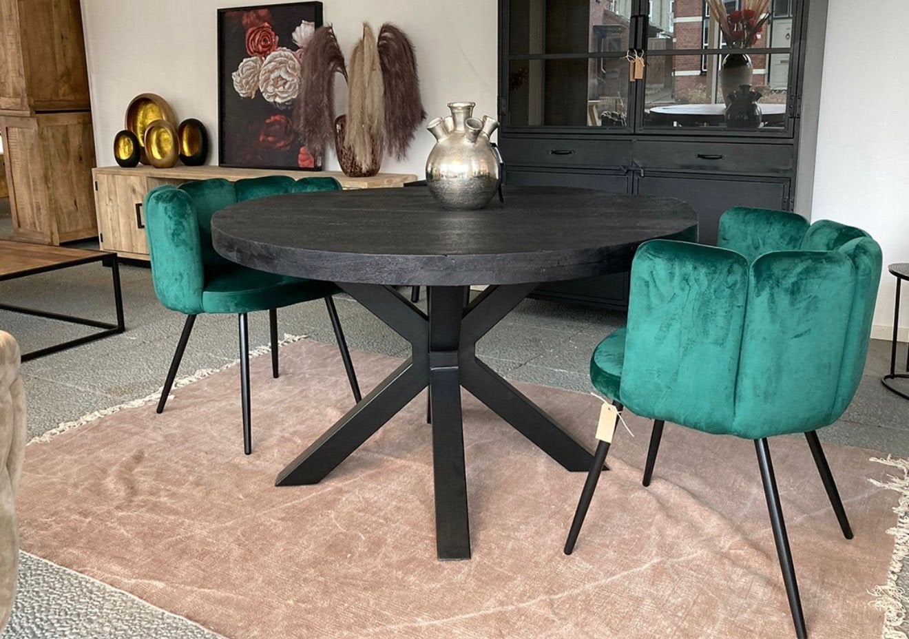 Mangohouten eettafel Laval - Rond en Stoer Design, 100 tot 150 cm, Rond, Ophalen of Verzenden, Zo goed als nieuw