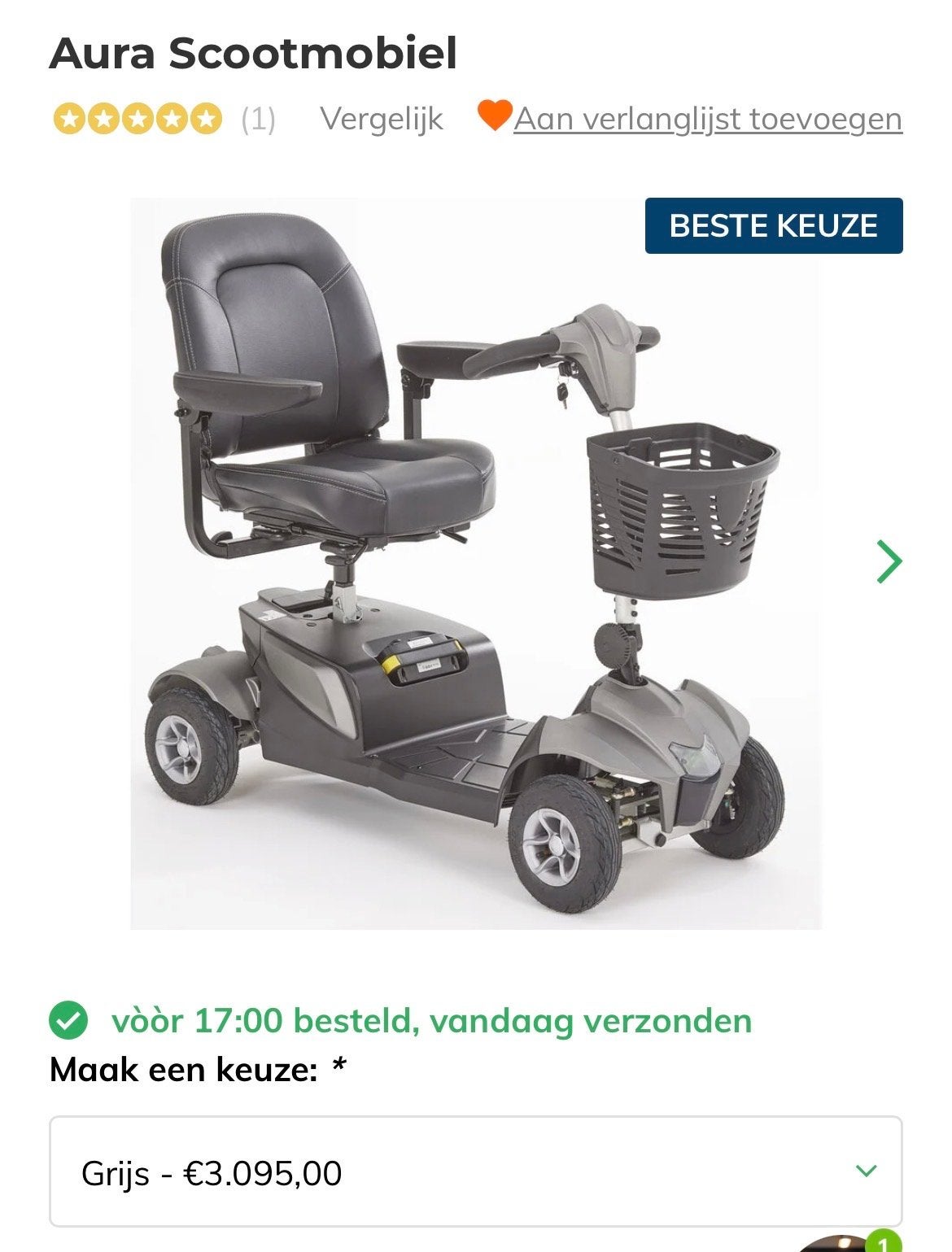 Aura opvouwbare scootmobiel. Garantie en onderhoudscontract, Diversen, Ophalen, Zo goed als nieuw
