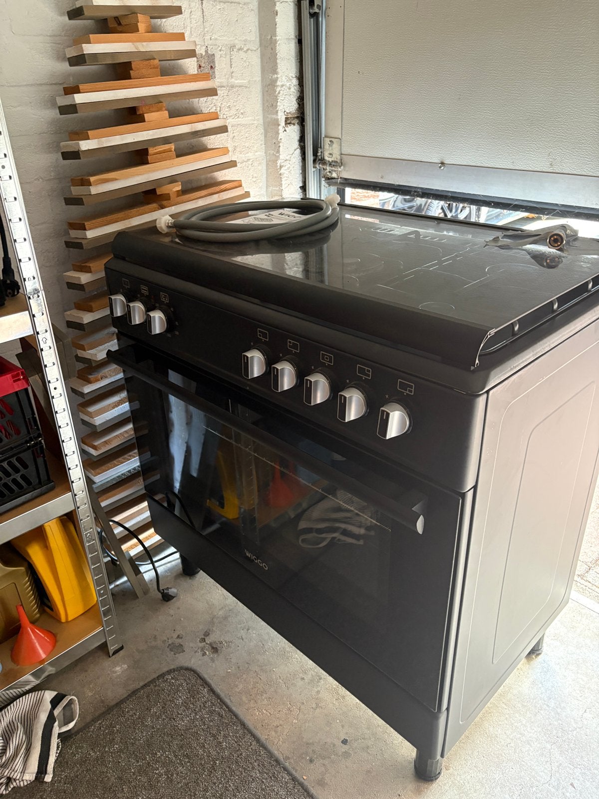 Wiggo gasfornuis 90 cm met elektrische oven, Witgoed en Apparatuur, Fornuizen, Ophalen, 60 cm of meer, Zo goed als nieuw, Inbouw