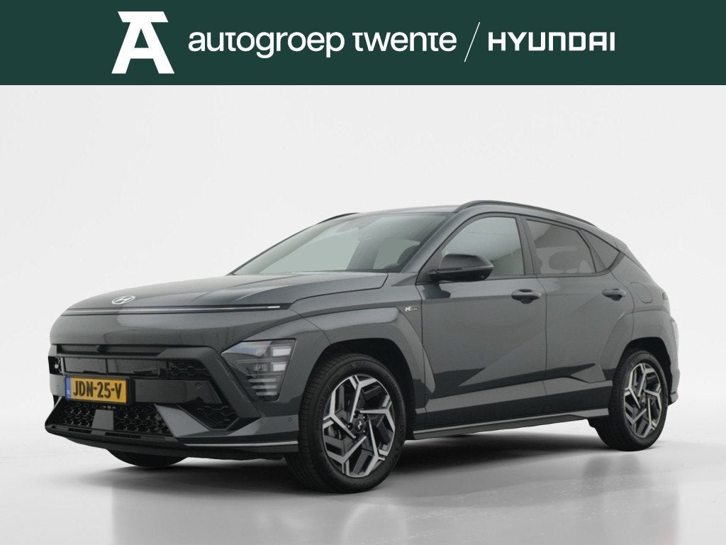 Hyundai KONA 1.6 GDI HEV N Line (bj 2025, automaat), Auto's, 12 maanden, Gebruikt, Adaptive Cruise Control, Leder en Stof
