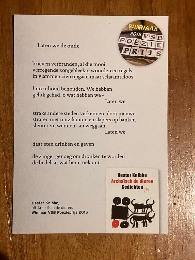Hester Knibbe - Archaisch de dieren Gedichten (VSB Poëzie), Ophalen of Verzenden, Nieuw, Eén auteur