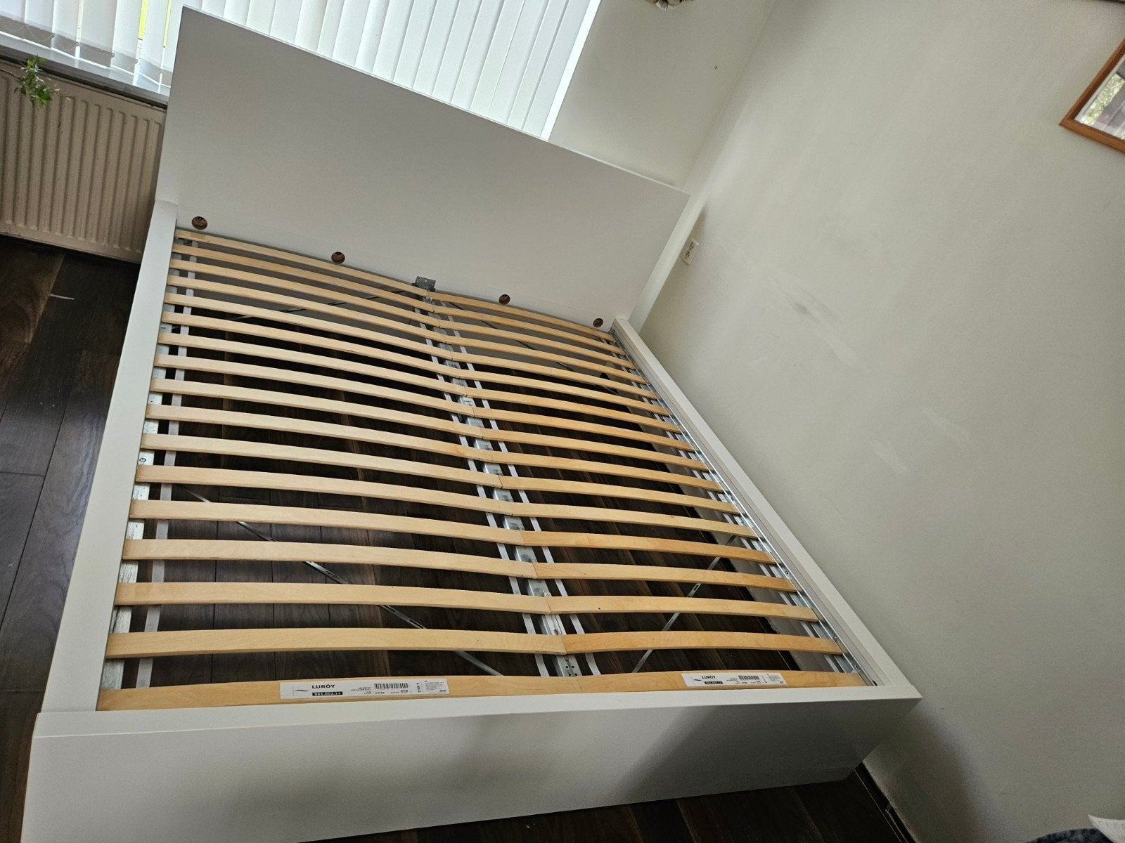 IKEA MALM 2PERSBED(HOGE SERIE)180 X 200 CM+OPROLBAAR BODEMS, Ophalen, Gebruikt, Wit, Tweepersoons