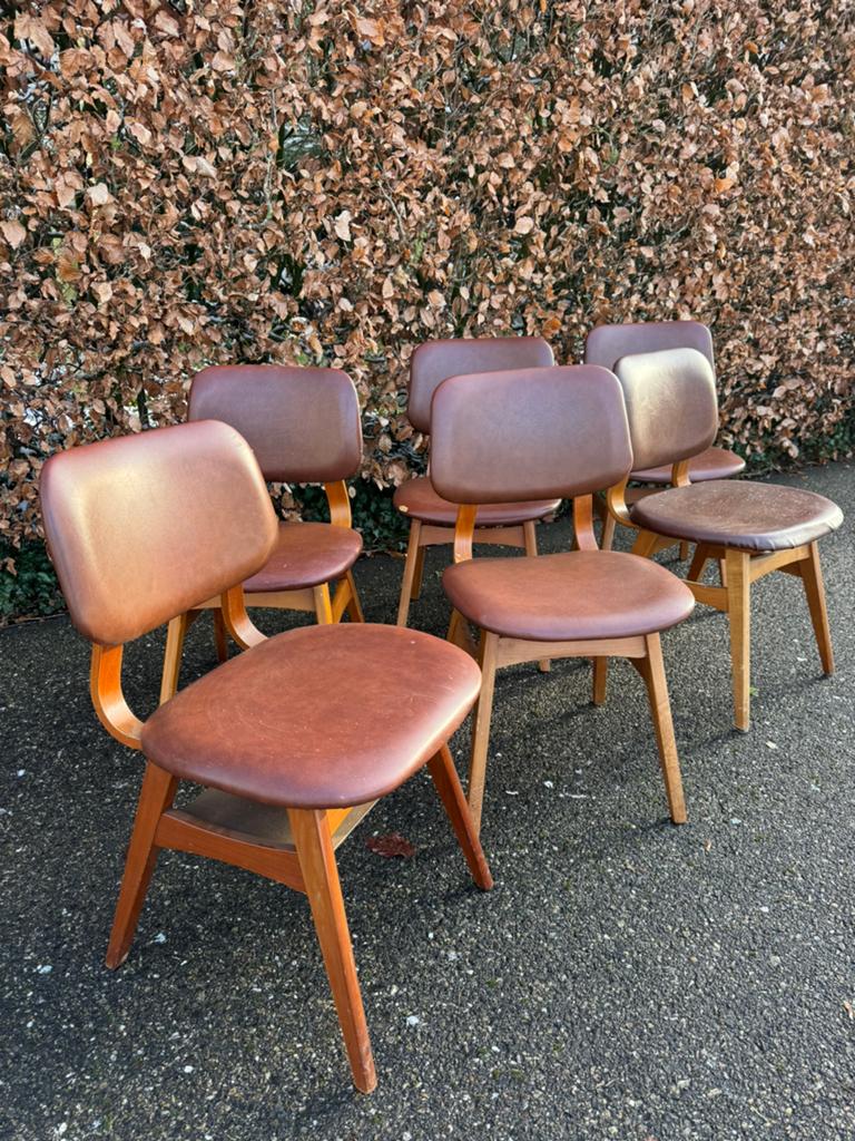 4 eetkamerstoelen vintage skai jaren 60 SETPRIJS, Huis en Inrichting, Stoelen, Ophalen, Gebruikt, Overige kleuren, Vier