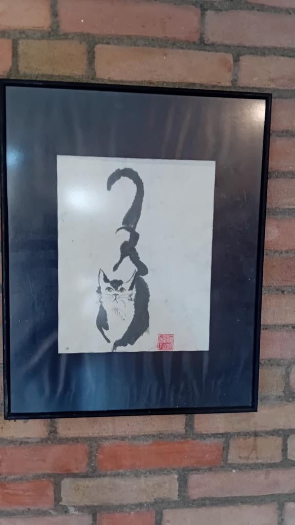 Japans kunstwerk: Kat met lange staart, Ophalen of Verzenden