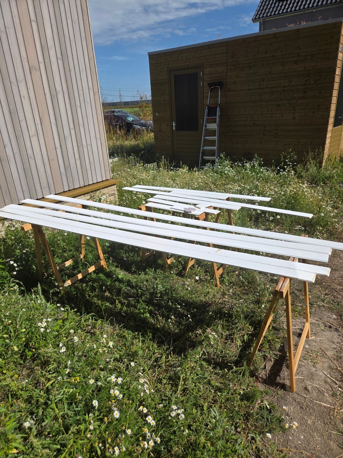 7 houten schragen voor kluswerk, in goede staat, Doe-het-zelf en Verbouw, Gereedschap | Handgereedschap, Ophalen, Gebruikt, Overige typen