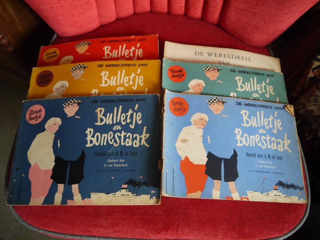 de werelreis van bulletje en bonenstaak  deel 1-6, Gelezen, Ophalen of Verzenden, A.M. de Jong, Meerdere stripboeken