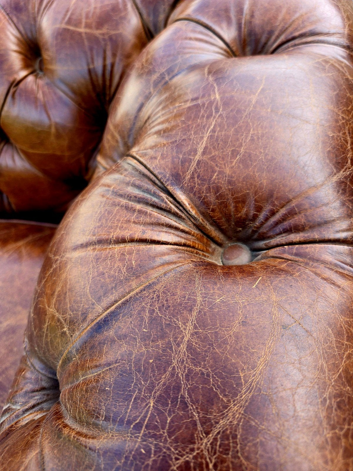 Leren Chesterfield bank sigaar bruin leer + BEZORGING GRATIS, Antiek en Kunst, Ophalen of Verzenden