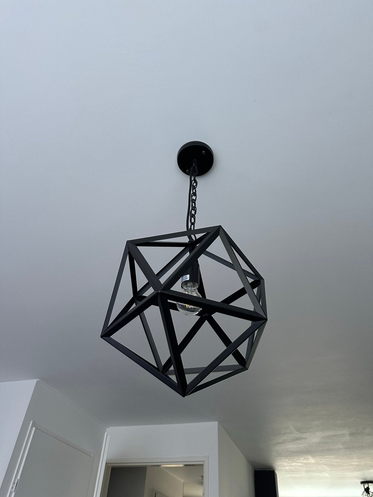 Industrieel Polyhedron - Hanglamp - Metaal - Ø 40 cm - Zwart, Ophalen, Zo goed als nieuw, Metaal, E27 (groot)
