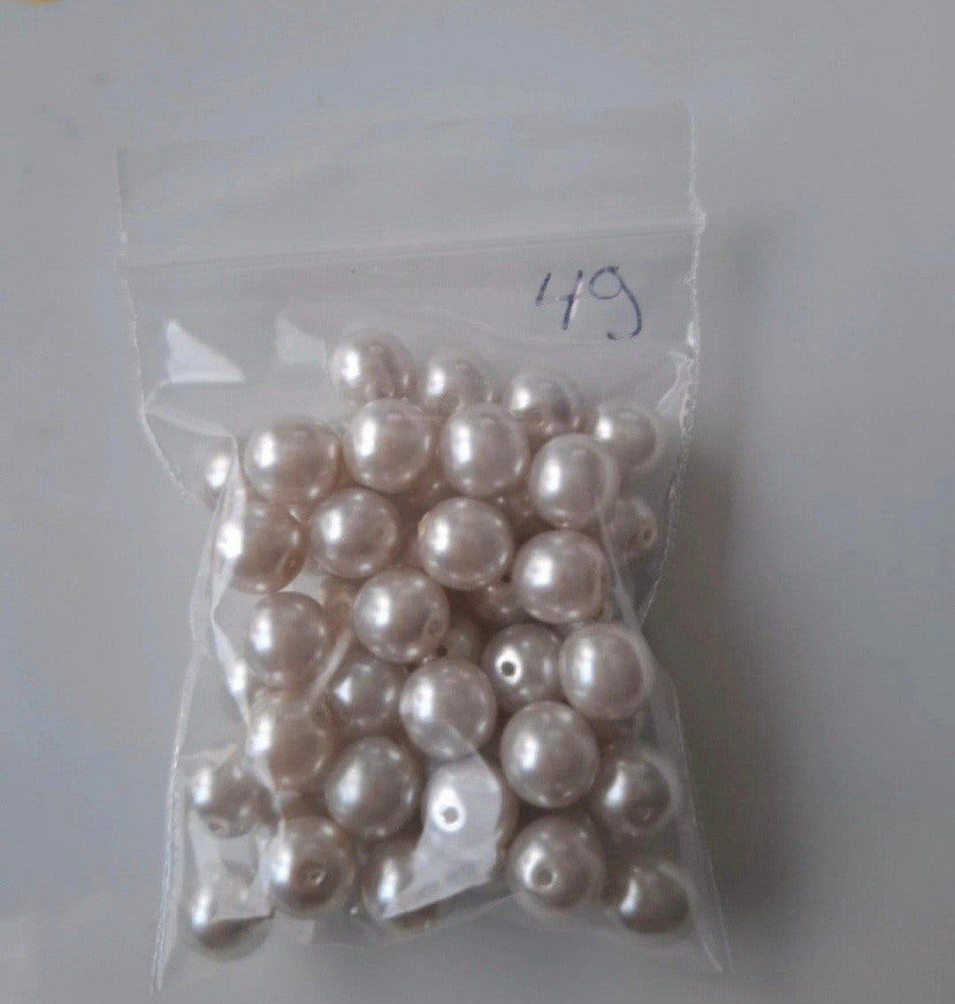 49 stuks 8 mm glaskralen parels wit kralen partij, Kraal, -, -, Nieuw