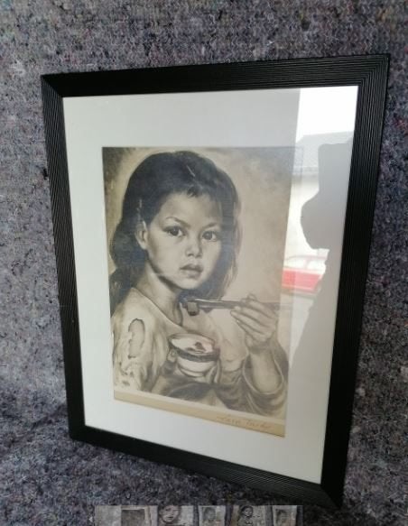 vintage litho Sara Farhi signeerd 1954, Antiek en Kunst, Kunst | Litho's en Zeefdrukken, Lithografie, Ingelijst, Ophalen, Personages en Fantasiefiguren