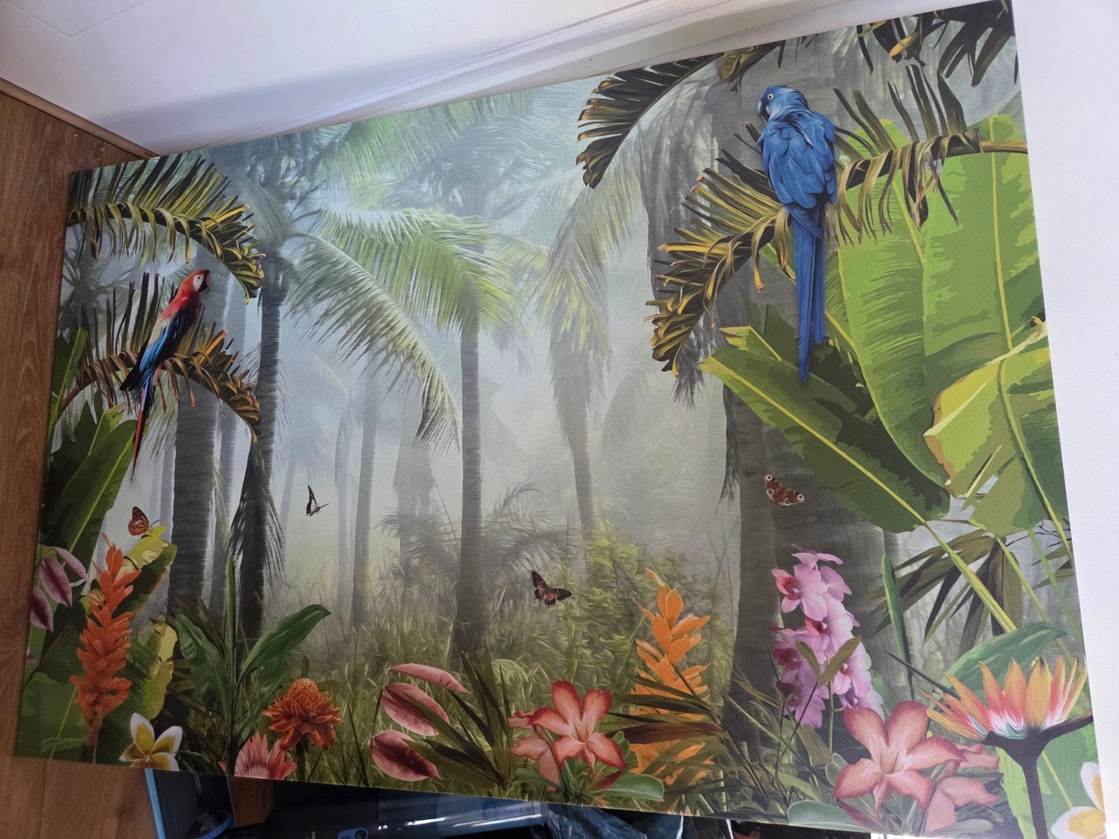 IKEA PJÄTTERYD Canvas Schilderij Tropisch Woud Papegaaien, Ophalen, Oorspronkelijke maker, 125 cm of meer, Zo goed als nieuw