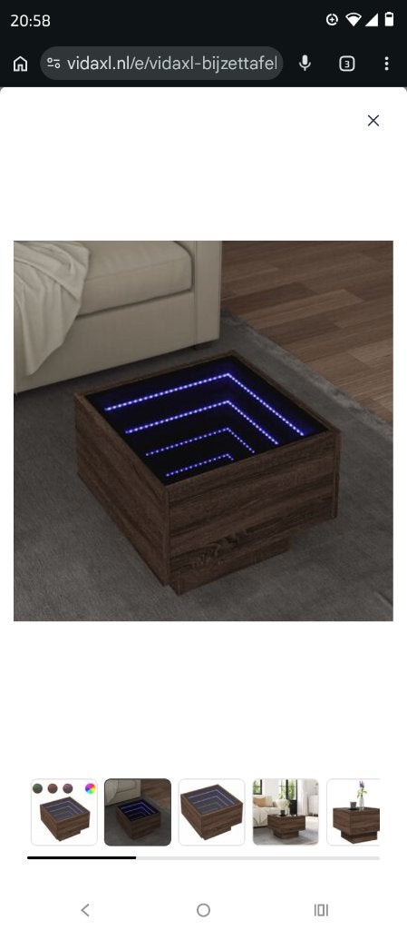 vidaXL Bijzettafel met LED 40x40x30, Ophalen, Minder dan 45 cm, Minder dan 55 cm, Vierkant