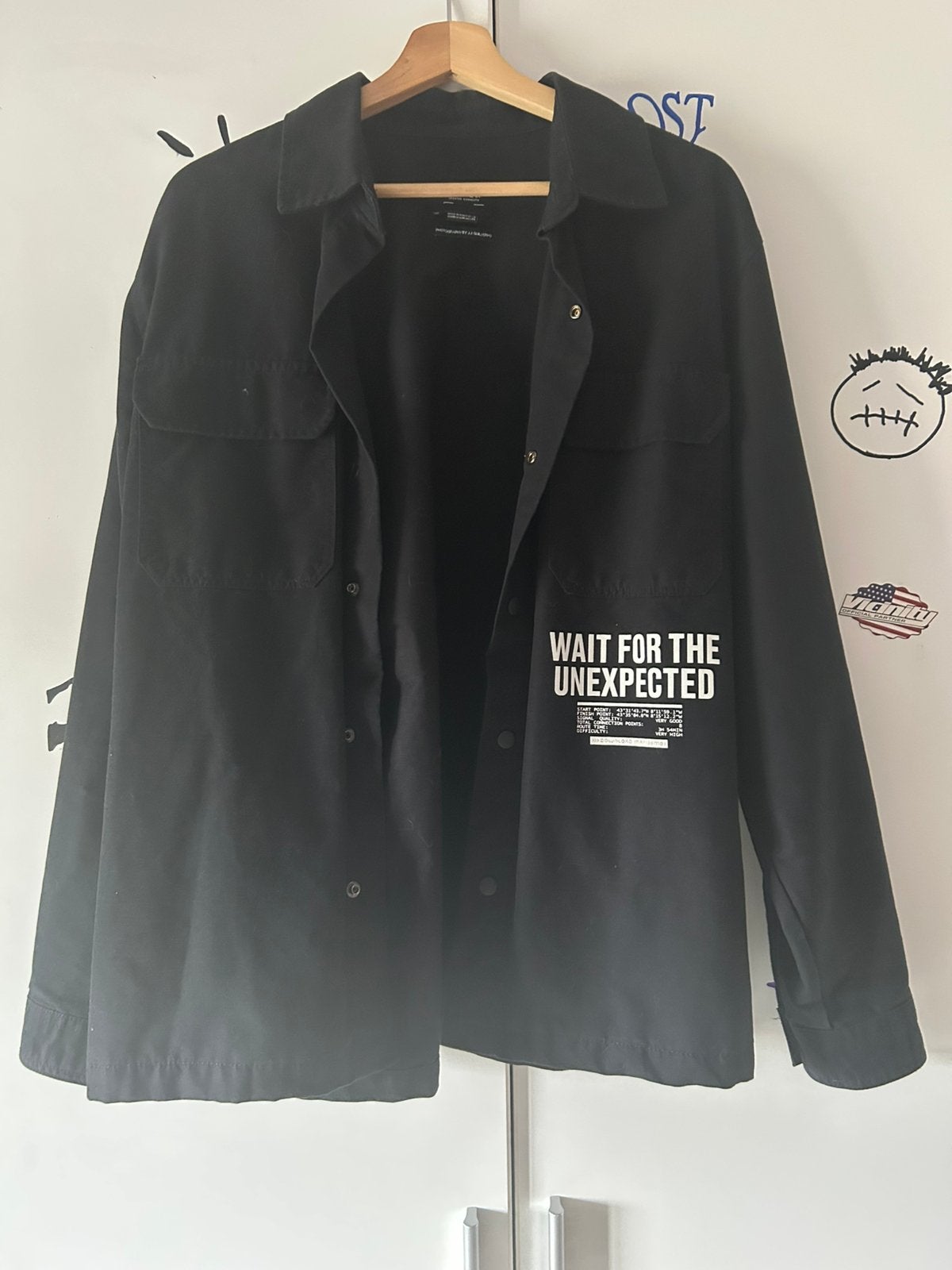 Zwarte katoenen jack met print, Maat 38/40 (M), Zwart, Ophalen of Verzenden, Zo goed als nieuw