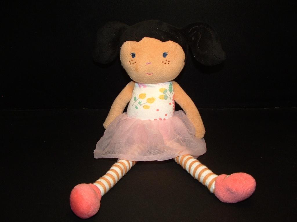 HEMA POPJE MEISJE VELOURS LICHTBRUIN MET ZWART HAA, Verzenden, Nieuw, Overige typen