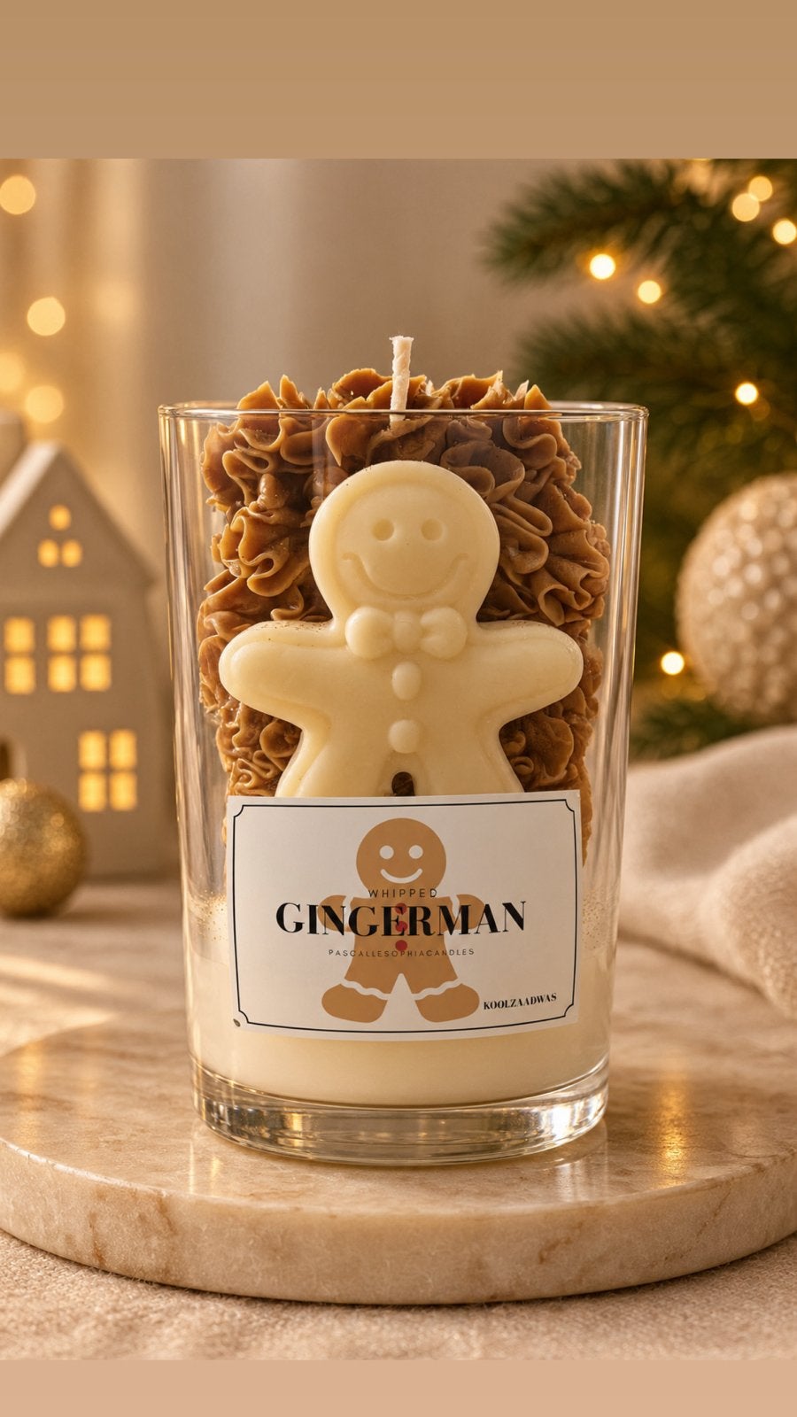 Whipped Gingerman Kaars - Pascalle Sophia Candles, Overige merken, Ophalen of Verzenden, Psc, Crème