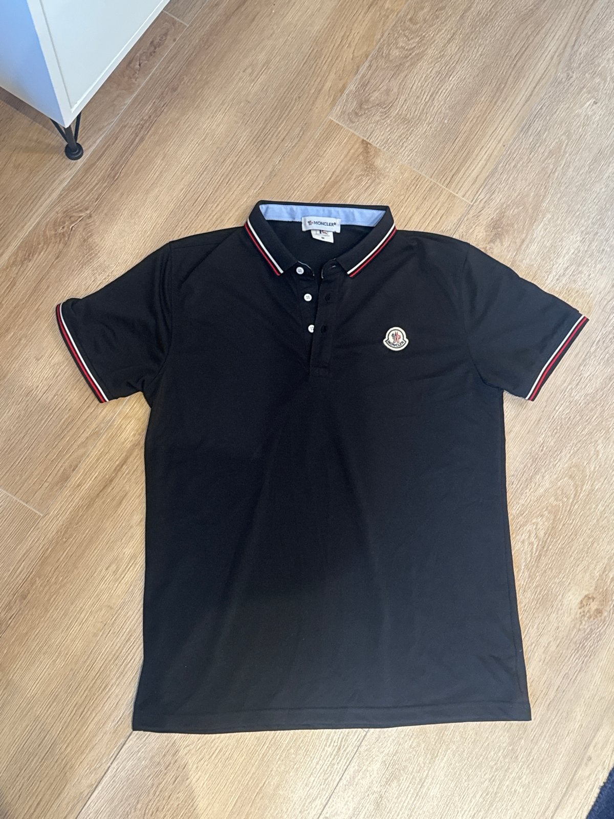 Moncler Polo Shirt Zwart Maat M, Kleding | Heren, Verzenden, Zo goed als nieuw, Maat 48/50 (M), Zwart