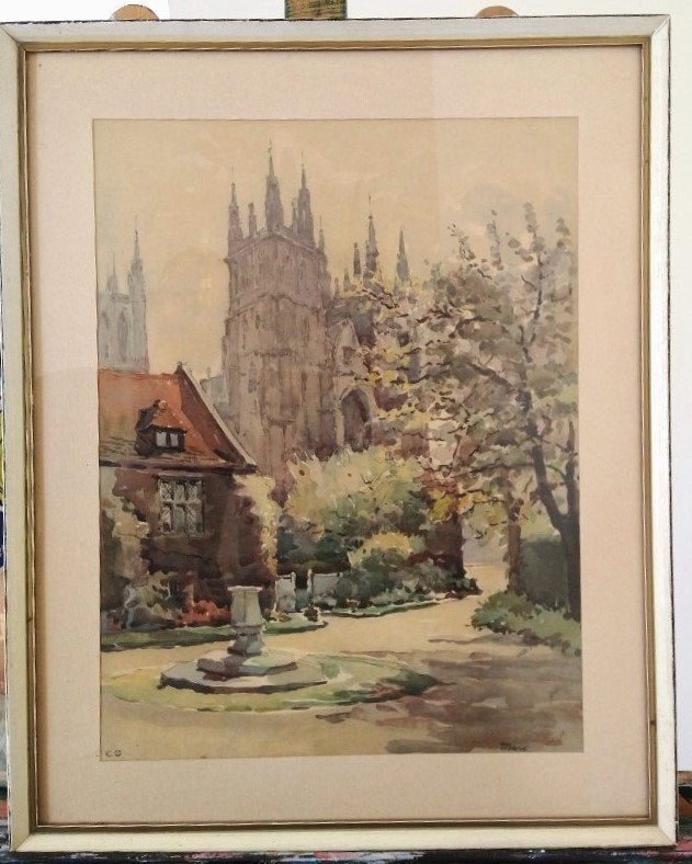 litho Kathedraal van Canterbury - Marc Nicolas Markovitch, Gesigneerd in de plaat, Ophalen of Verzenden, Landschappen, Lithografie