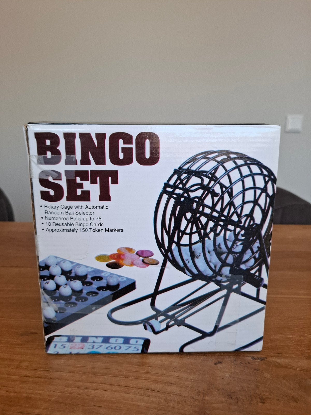 Bingo Set met Geplastificeerde Kaarten en Draaimolen, Vijf spelers of meer, Ophalen of Verzenden, Zo goed als nieuw