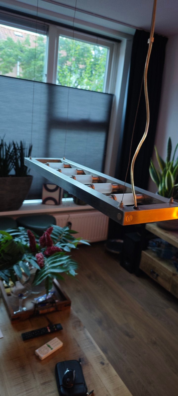 Design hanglamp met halogeenlampen, dimbaar, Huis en Inrichting, Lampen | Hanglampen, Ophalen, Modern design, Gebruikt, Overige fittingen