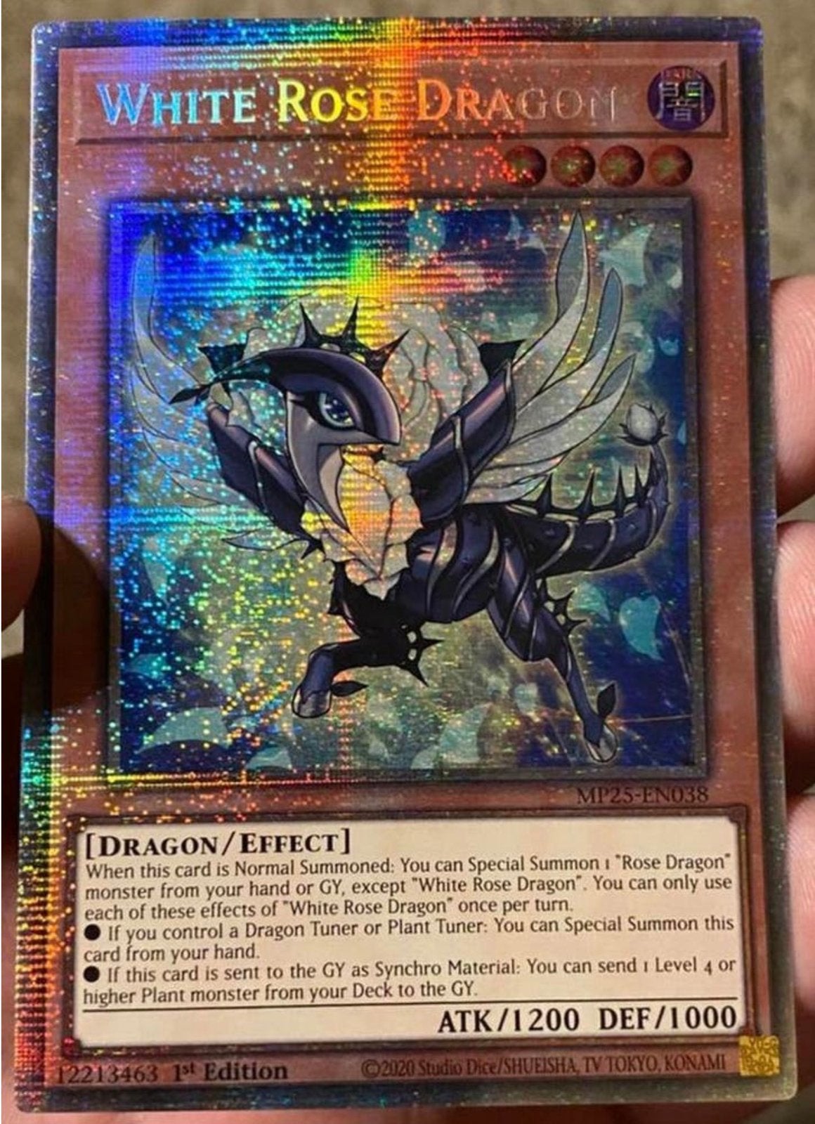 Yu-Gi-Oh! White Rose Dragon MP25 1st Ed Starlight Rare !, Ophalen of Verzenden, Zo goed als nieuw, Losse kaart, Foil