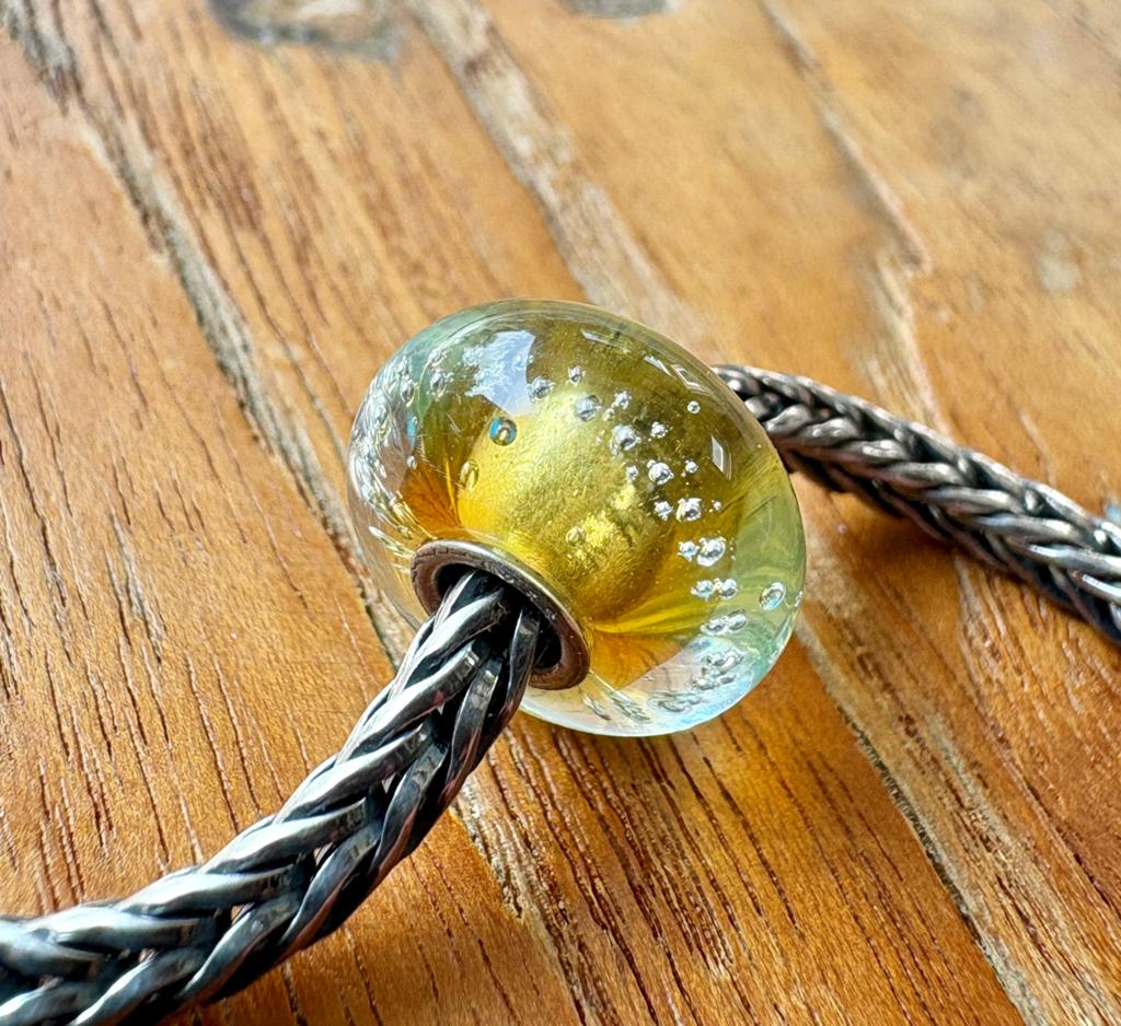 Trollbeads Zilverspoor Beige Blauw NIEUW, Ophalen of Verzenden, Nieuw, Glas of Kristal, Trollbeads