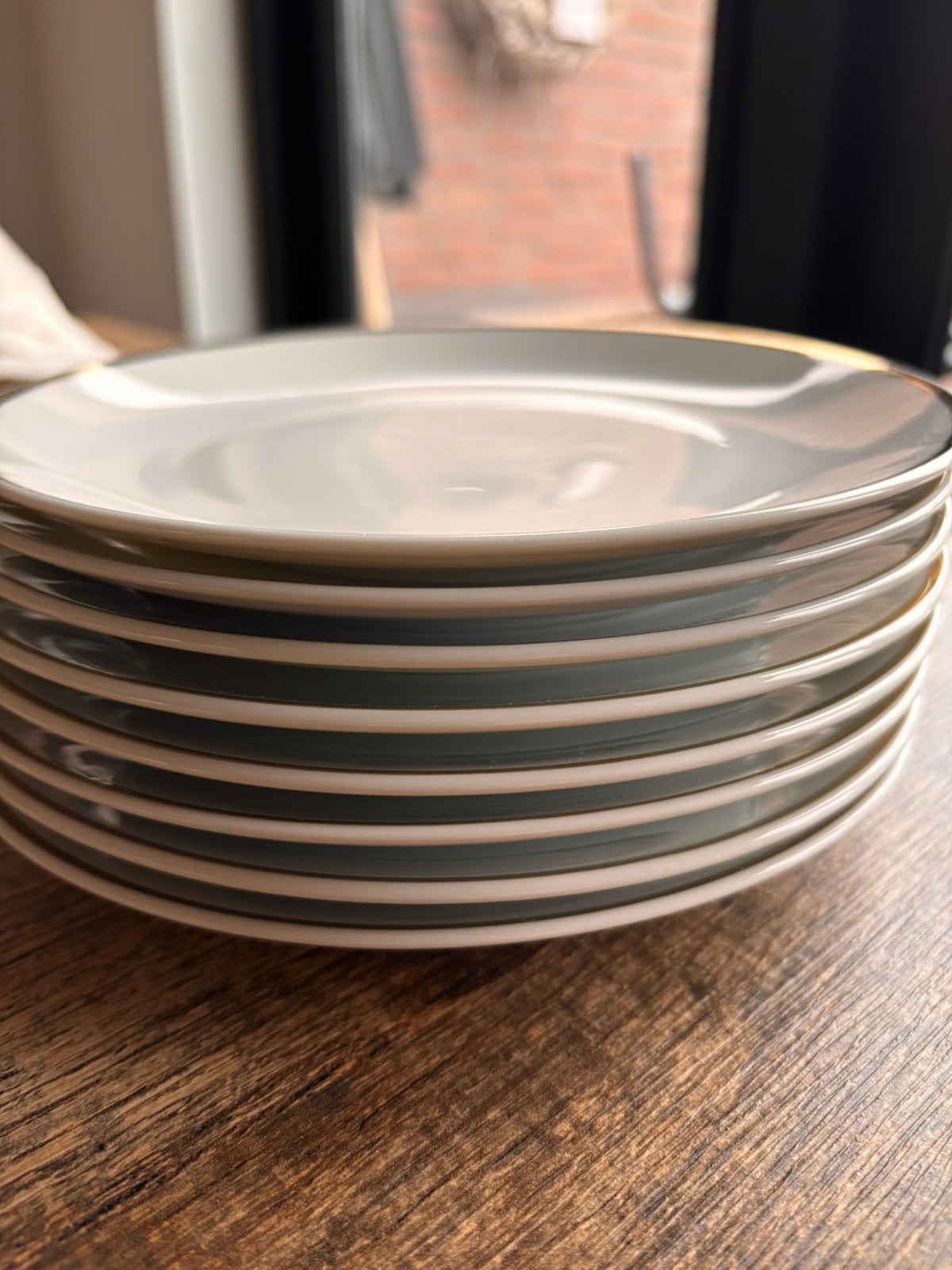 Set van 8 Vintage Bohemia Porseleinen Borden | Goudrand, Ophalen of Verzenden