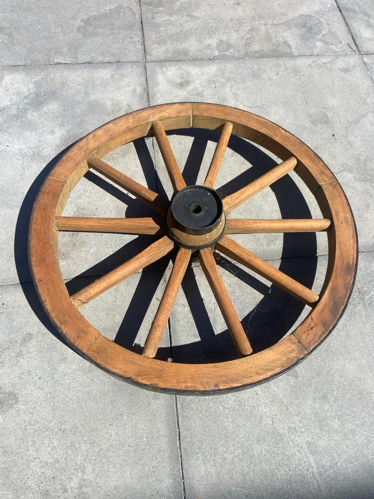 Decoratief houten wagenwiel, diameter 50 cm, Antiek en Kunst, Antiek | Overige Antiek, Ophalen