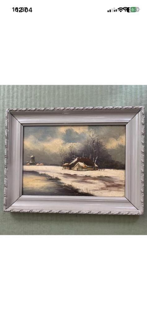 Winterschilderij ( olieverf ) 40x30cm, Ophalen of Verzenden