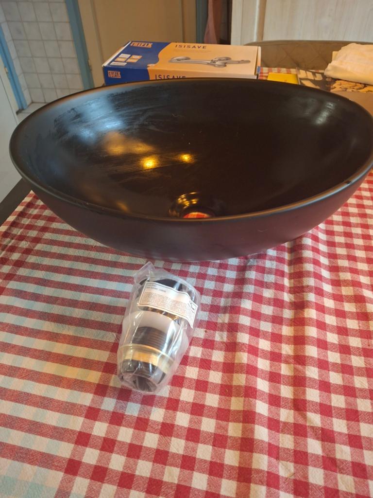 Zwarte waskom met afvoerplug, Ophalen, Zo goed als nieuw, Wastafel