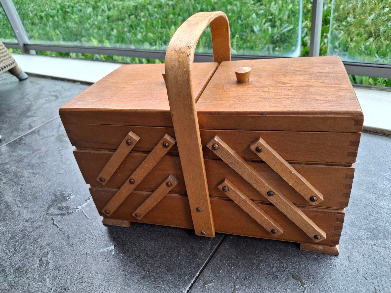 HOUTE NAAI-KISTJE HARMONICA MODEL, Ophalen, Gebruikt