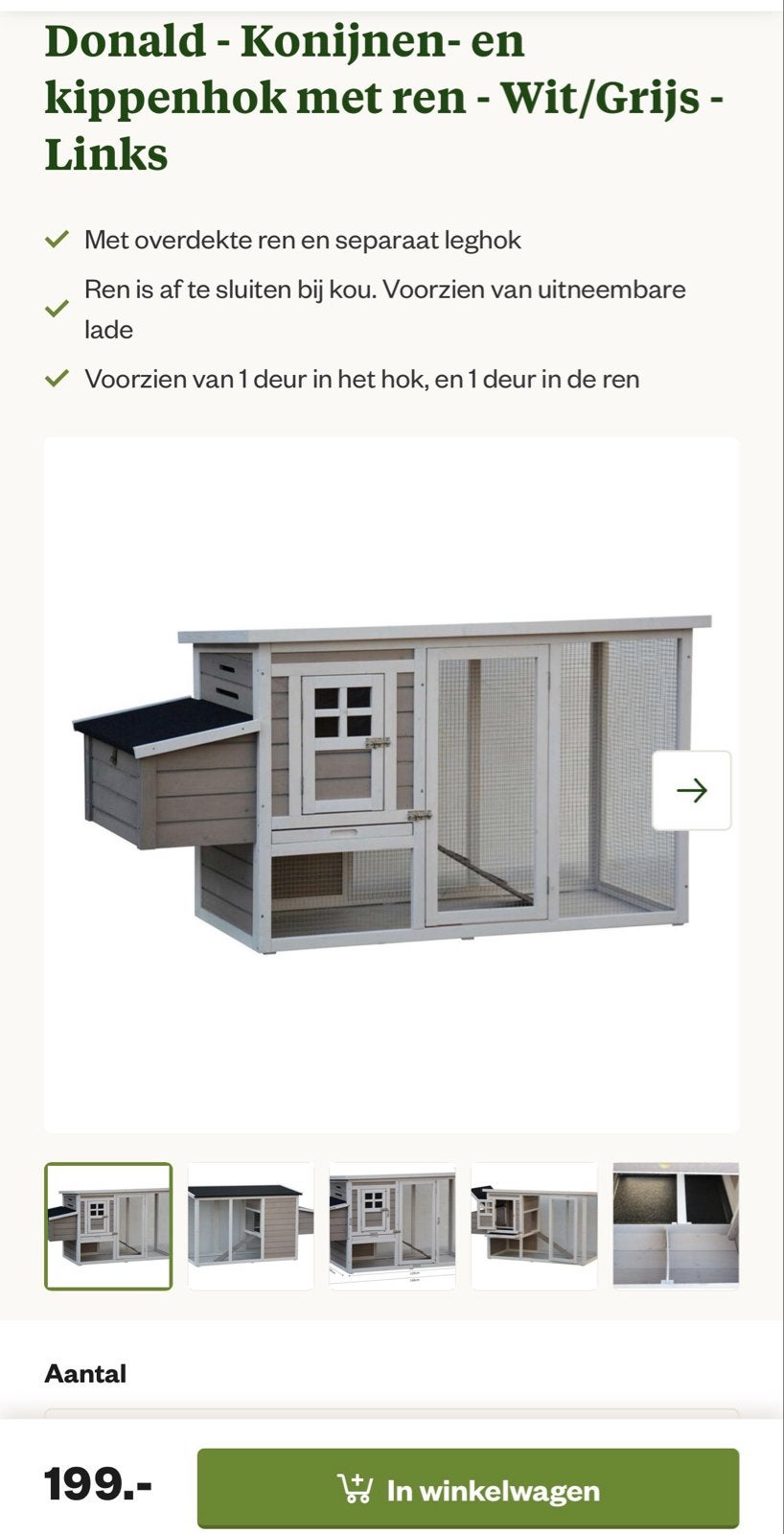 Mooi kippenhok met ruime ren & legnest – com, Dieren en Toebehoren, Pluimvee | Toebehoren, Ophalen, Zo goed als nieuw, Kippenhok of Kippenren