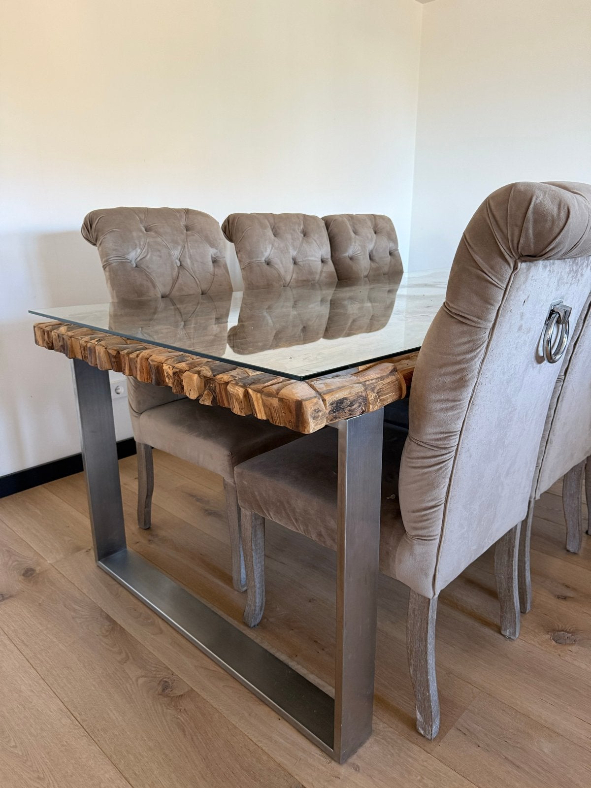 Rofra eettafel, salontafel en stoelen set, Ophalen, Gebruikt, 100 tot 150 cm, Vijf personen of meer