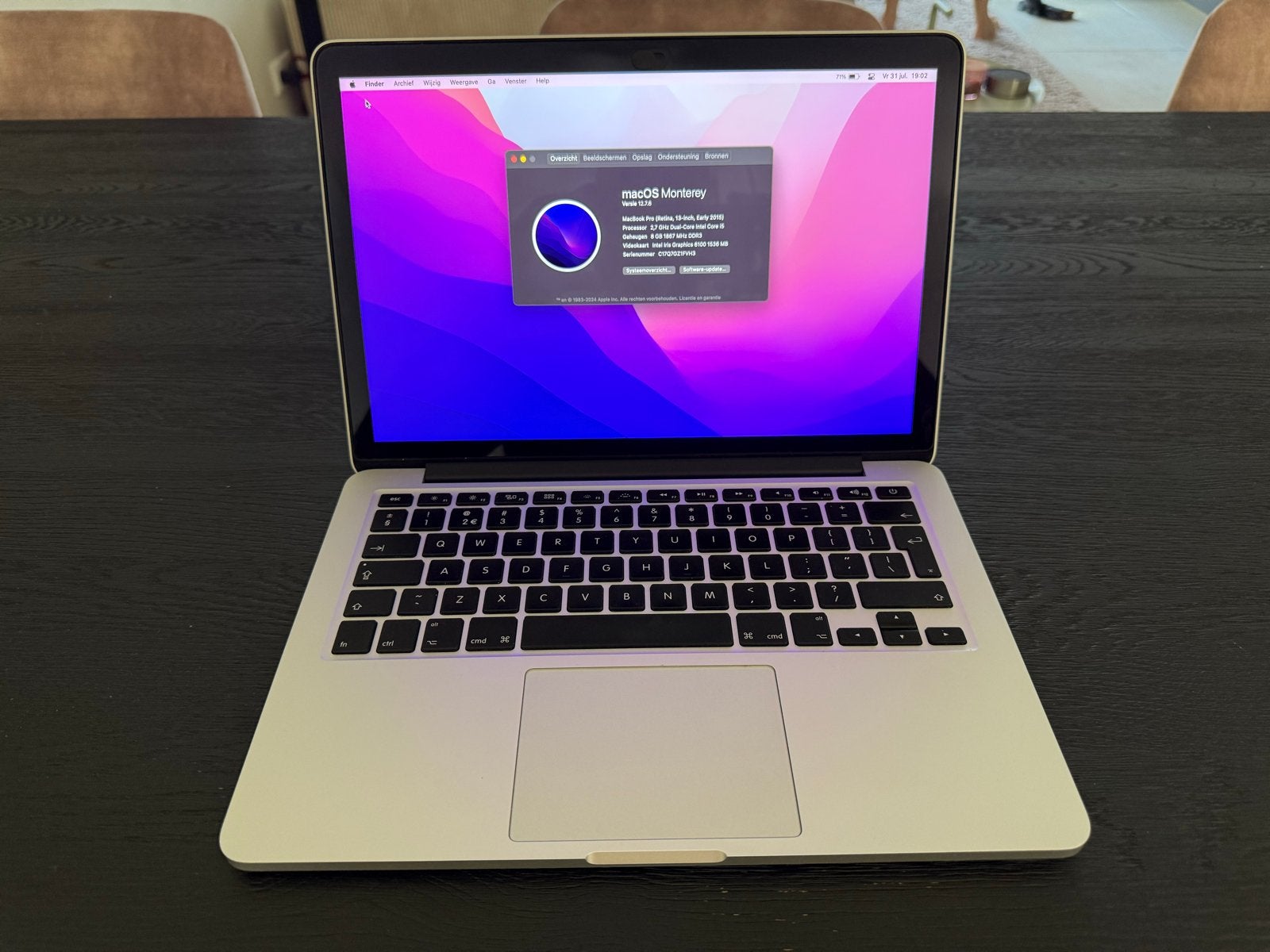MacBook Pro 2015 13-inch Retina, 8GB RAM, 128GB SSD, Computers en Software, Apple Macbooks, 2 tot 3 Ghz, Qwerty, 8 GB, 13 inch