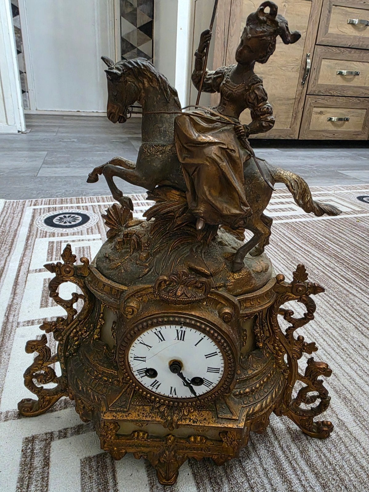 Antieke bronzen klok., Antiek en Kunst, Ophalen