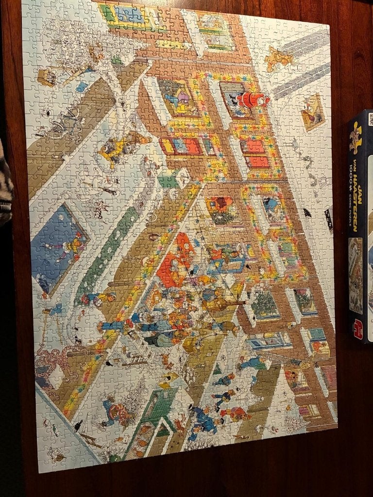Jan van Haasteren legpuzzel Kerstavond 1000 stukjes, Ophalen, 500 t/m 1500 stukjes, Gebruikt, Legpuzzel
