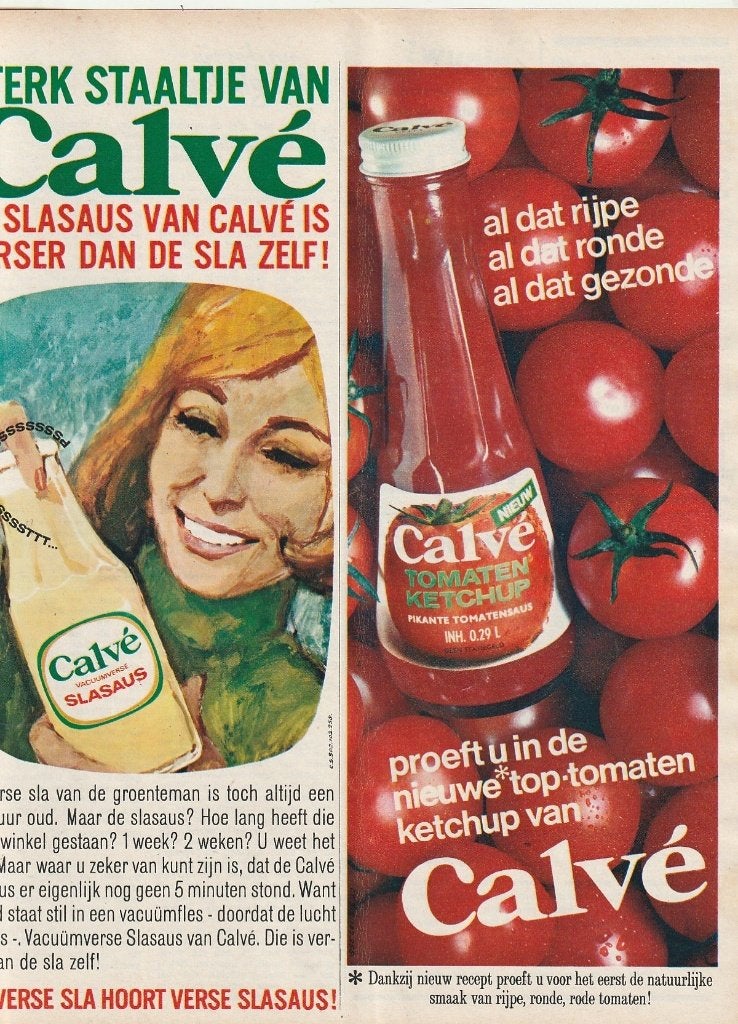 Retro reclame 1966 Calvé ketchup nieuwe toptomaten, Verzamelen, Verzenden, Overige typen