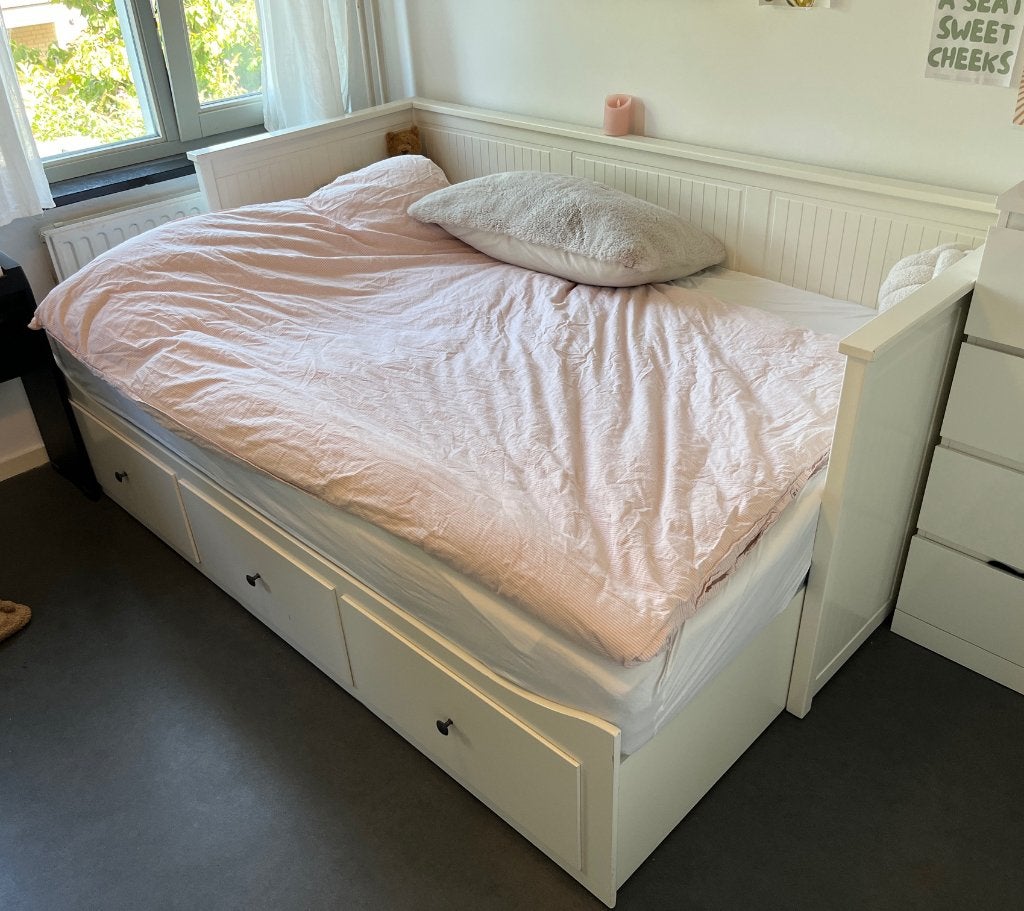 IKEA Hemnes uitschuifbaar bed, Huis en Inrichting, Ophalen, Wit, Tweepersoons, Overige maten