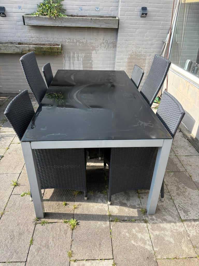 Bois le Duc Wicker Tuinset, 2 verstelbare, 4 gewone stoelen, Ophalen, Gebruikt, 6 zitplaatsen, Aluminium