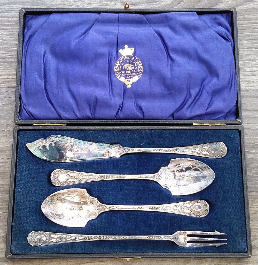 Omstreeks1875-1900 Zwaar Verzilverd Luxe Couvert Bestek Set, Ophalen of Verzenden, Zilver