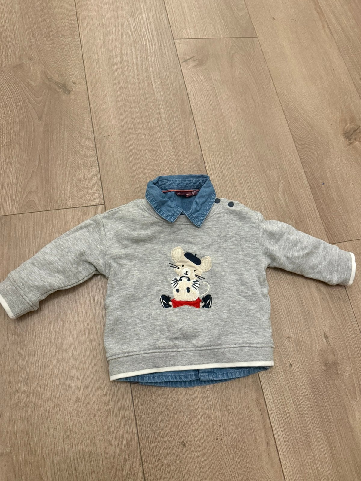 Denim blouse met bijbehorende sweater, Ophalen of Verzenden, Zo goed als nieuw, Jongetje of Meisje, Broekje