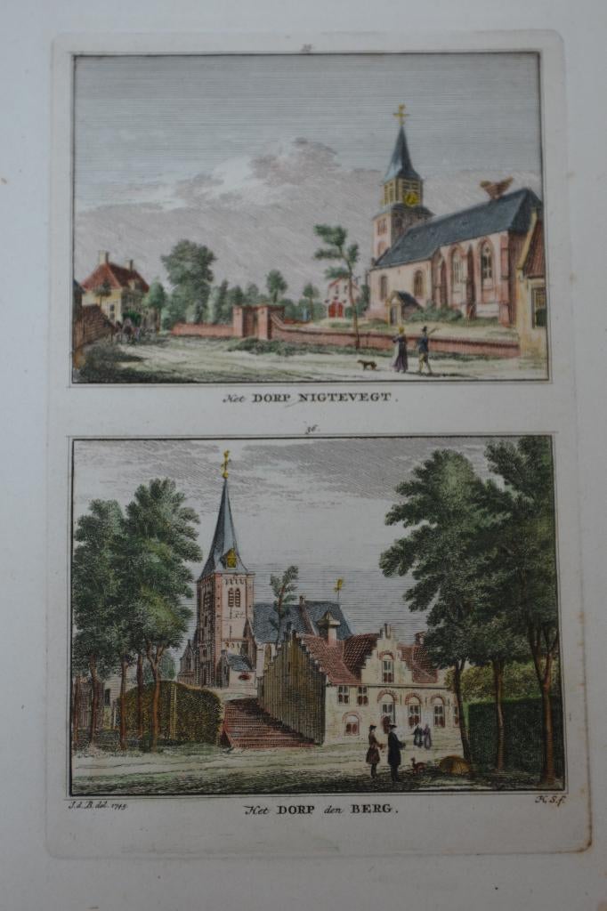 NEDERHORST DEN BERG NIGTEVECHT Gekleurde Gravure Spilman GD1, Antiek en Kunst, Verzenden, Stadsgezicht, Handgekleurd, Gravure