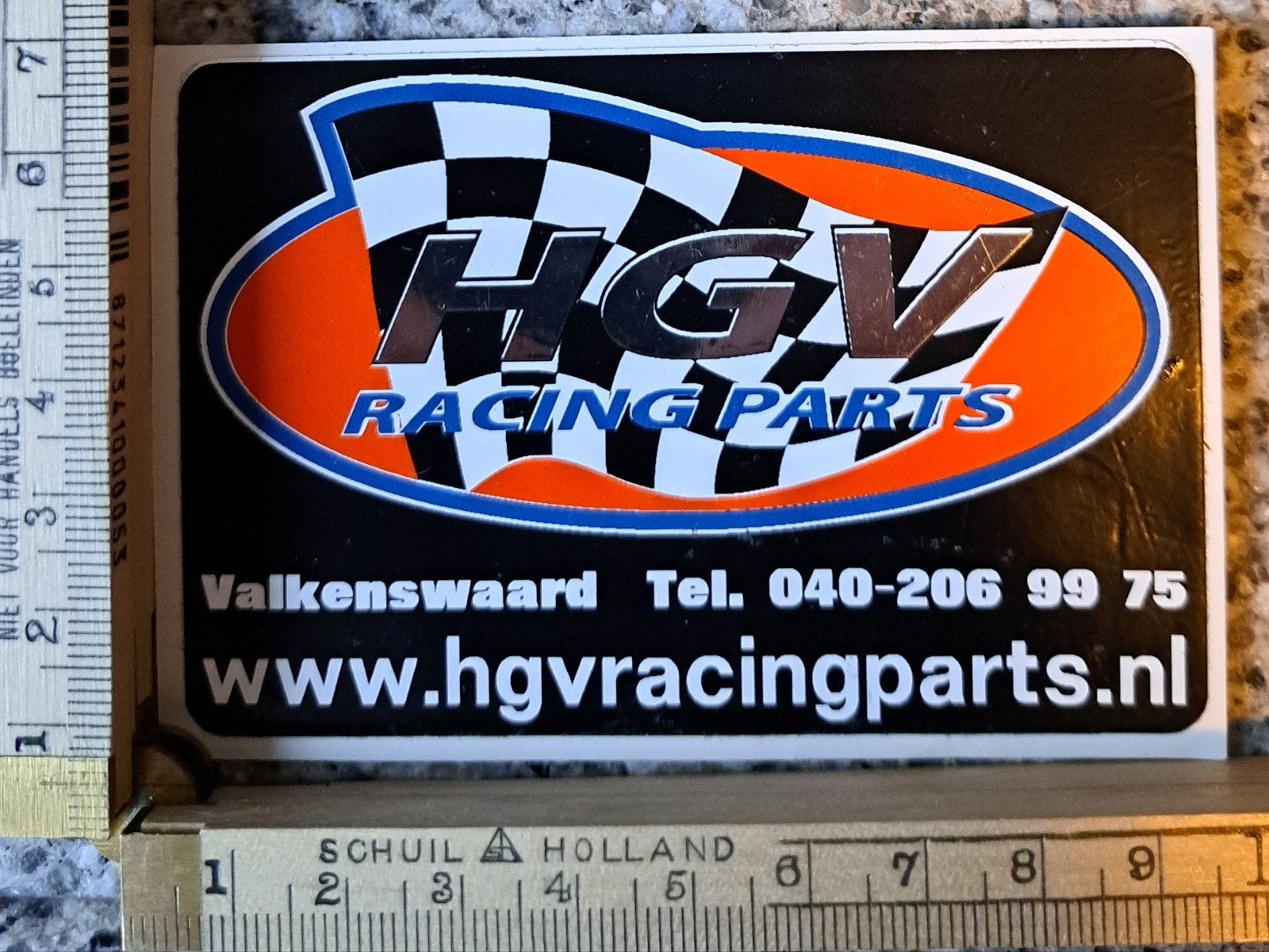 Sticker HVG racing parts checkered flag finish vlag, Ophalen of Verzenden, Zo goed als nieuw, Auto of Motor