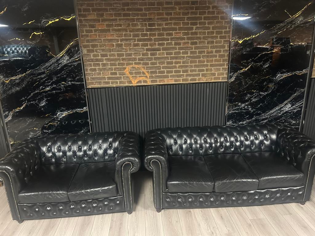Exclusieve Chesterfield Lederen Set 3 + 2 Zits !!!, Ophalen of Verzenden, Zo goed als nieuw, 75 tot 100 cm