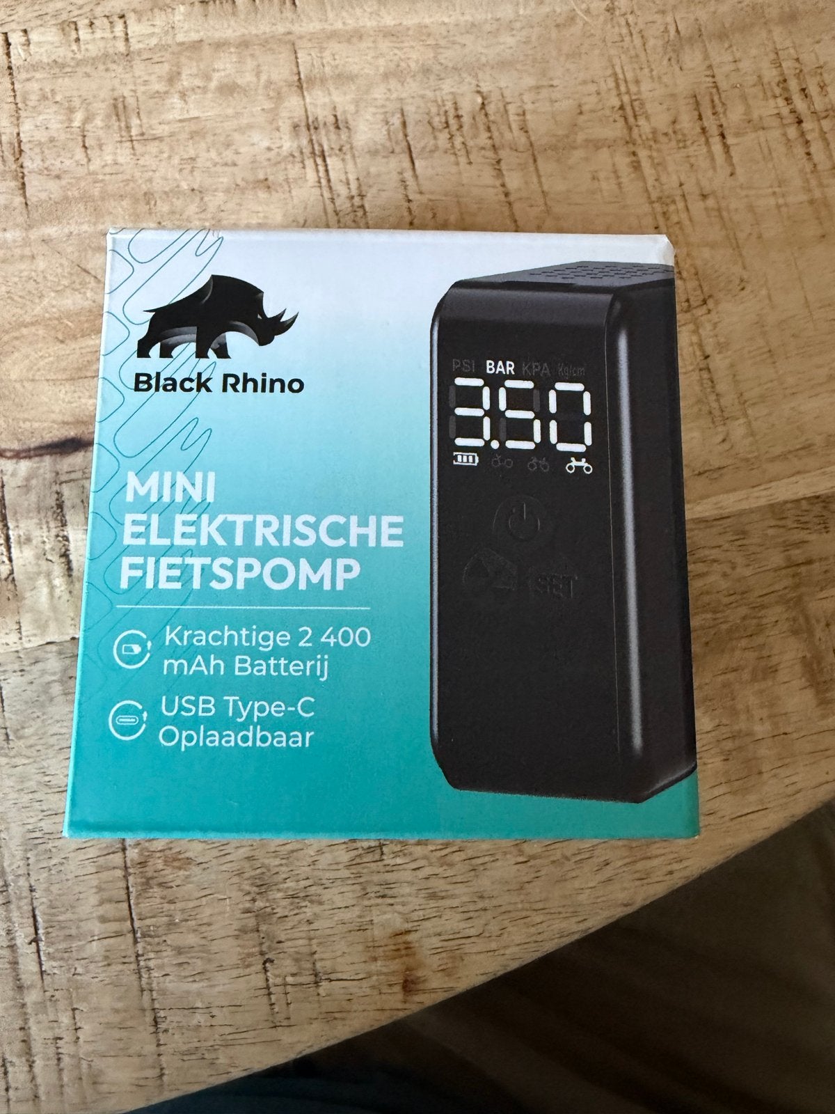 Black Rhino Mini Elektrische Fietspomp -, Ophalen of Verzenden, Drukmeter, Zo goed als nieuw