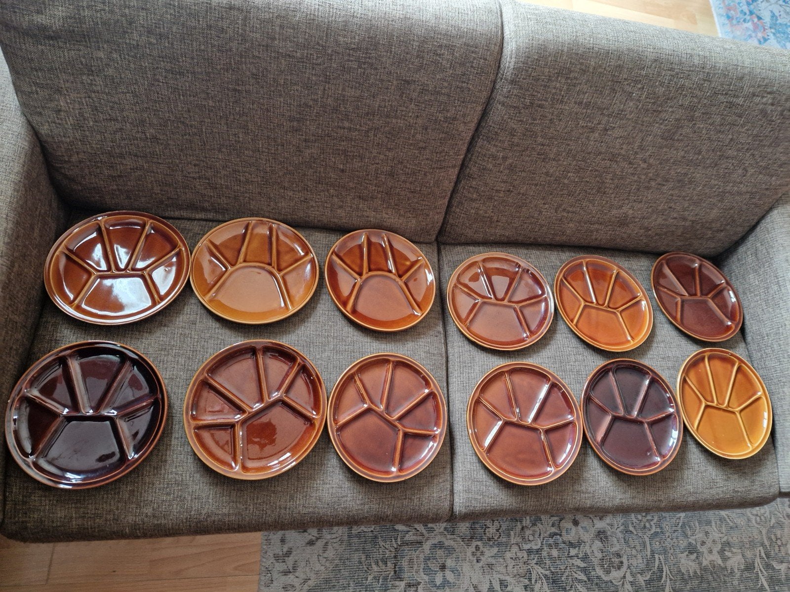 vintage fondueborden- 12 stuks, Ophalen, Gebruikt