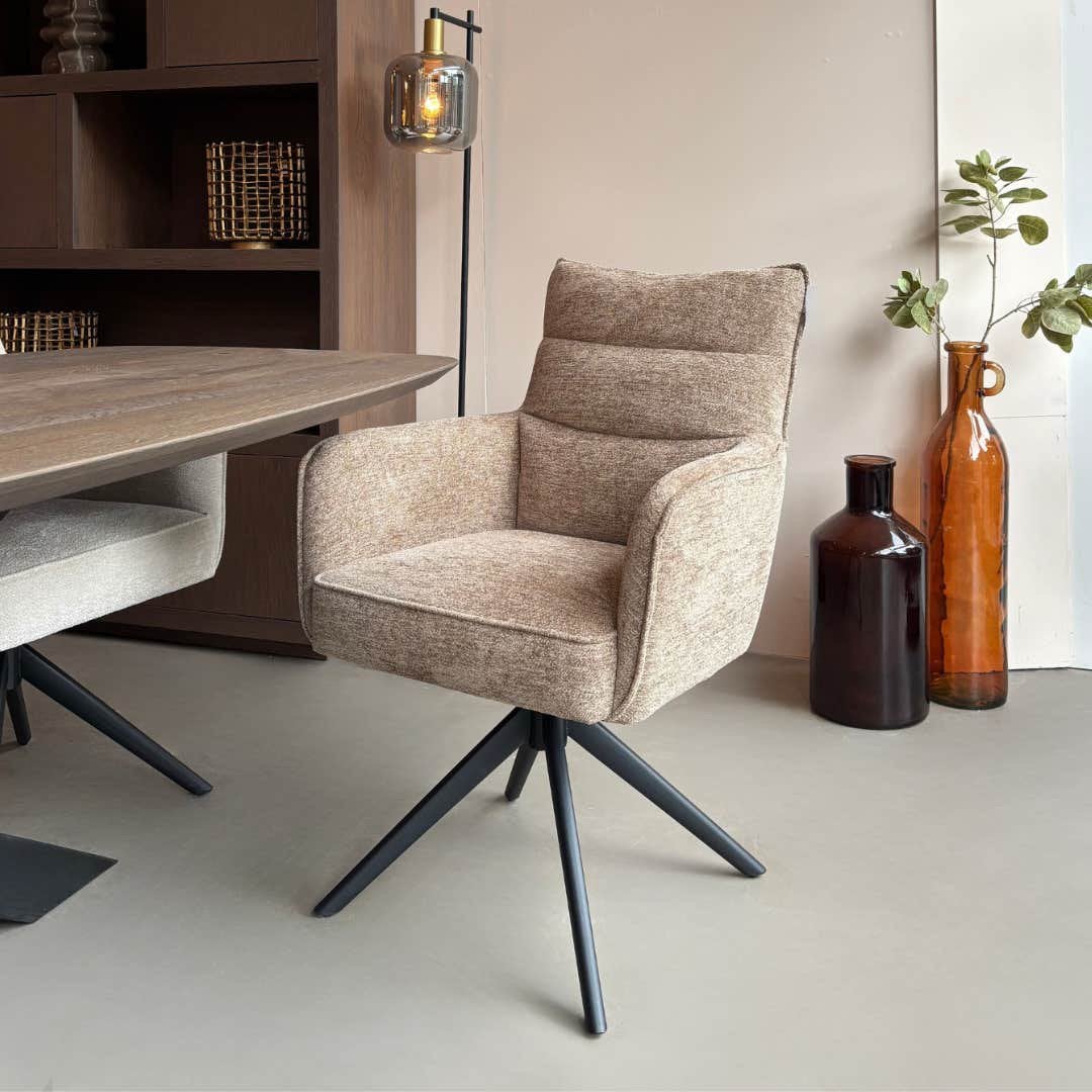 Luxe Eetkamerstoelen, 360° Draaibaar, Taupe (Set van 6), Overige kleuren, Nieuw, Ophalen of Verzenden, Vijf, Zes of meer stoelen