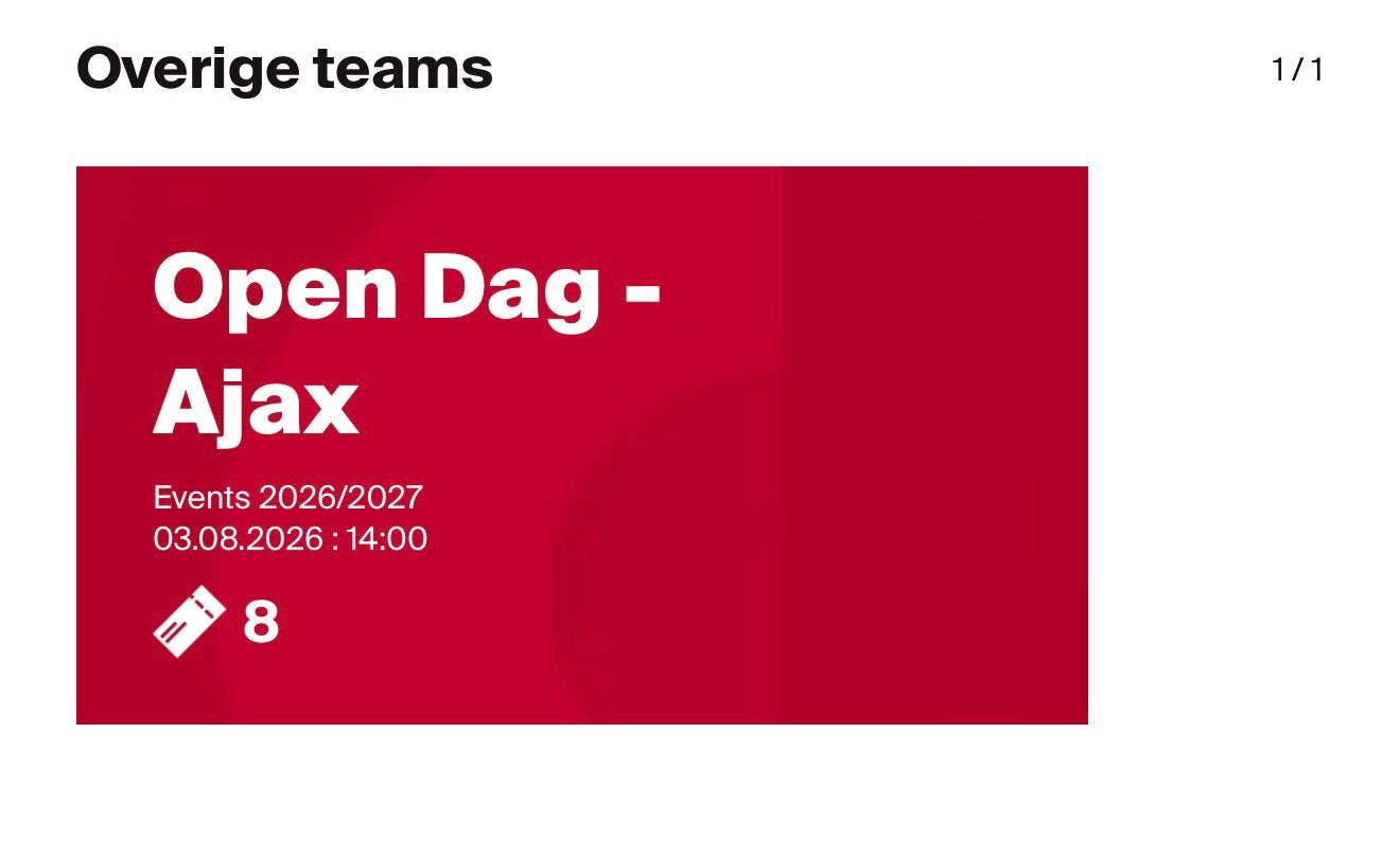 Open dag ajax, Tickets en Kaartjes, Losse kaart, Drie personen of meer, Juli