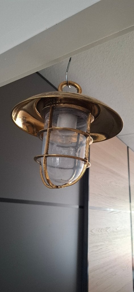 Vintage Messing Marinelampmet Schotelkap Sambin EX US Army, Ophalen of Verzenden