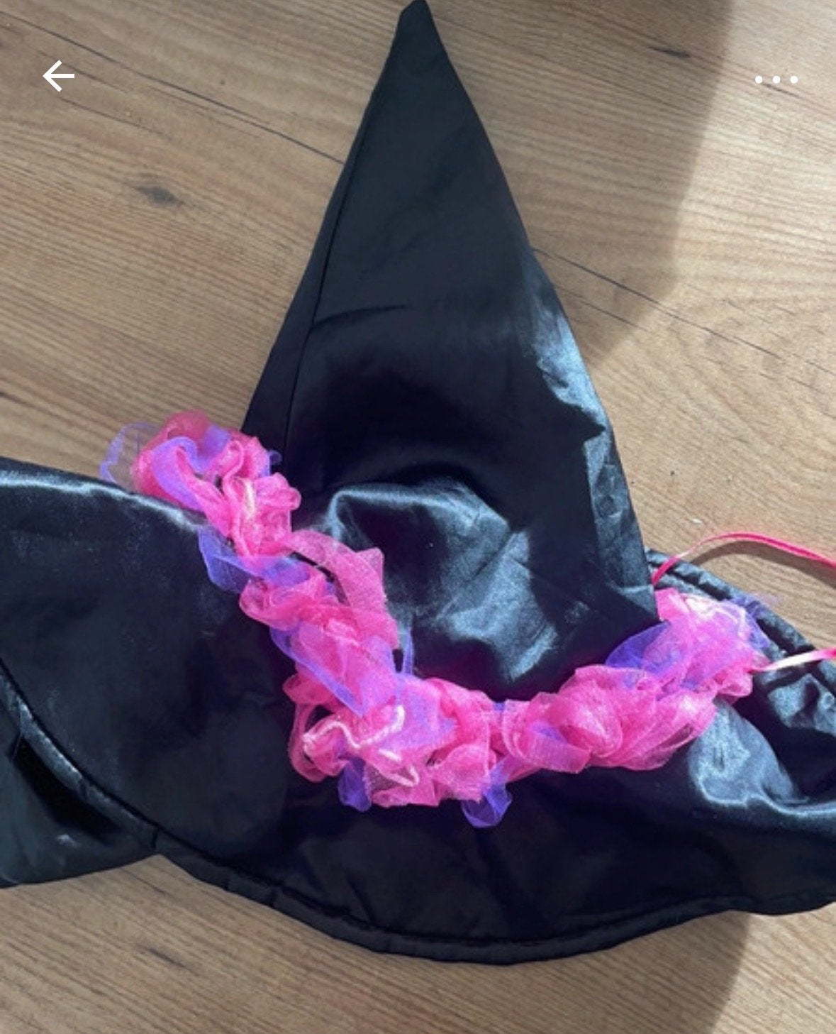 Souza! Halloween Heksenhoed met Roze/Paarse Tule, Ophalen of Verzenden, Gebruikt, Handschoenen, Hoed of Pet